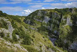 Somerset England Prints: Cliffs of Cheddar Gorge from high viewpoint