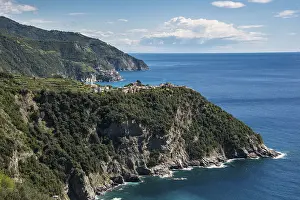 World Heritage Site Landscape Prints: Cliffs, Corniglia in front, Manarola behind