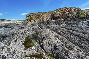 Prints of Cliffs and rocks by the Bantham Beach, Kingsbridge, Devon, England, United Kingdom Kingsbridge Prints: Bantham Beach Cliffs Print, Devon, England