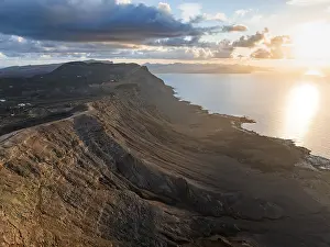 Lanzarote Cliffs Prints: Cliffs by the sea in evening light