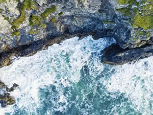 British Coastal Scenery Prints: Top Down over Cliffs and Waves