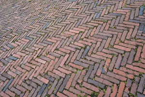 Benelux Cityscape Photography Prints: Clinker paving in herringbone pattern, Netherlands