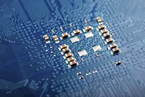 Computer Motherboard Prints: Close-up of a circuit board of a computer