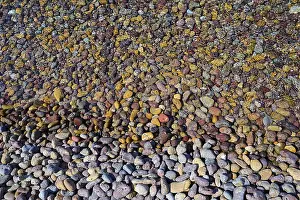Mediterranean Shoreline Prints: Close-up of colourful pebbles with textures and patterns