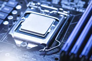 Personal Computer Hardware Prints: Close-up of CPU inside the personal computer