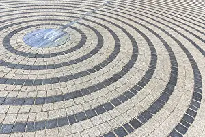 Sacred Building Structure Prints: Close-up of pavement with concentric pattern