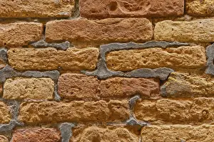 Rustic Brick Wall Prints: Close-up view of a rustic brick wall