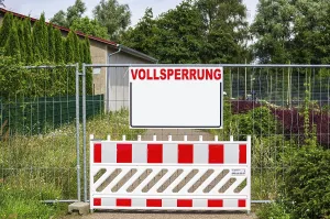 Prohibition Signs Prints: A closed path with a barrier