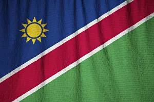 Travel Photography Destination Prints: Closeup of Ruffled Namibia Flag