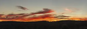 Deserted French Countryside Prints: Cloud and clear sky during a sunset
