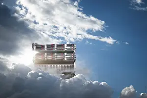 Electronic Data Storage Prints: Cloud computing technology Concept of a modern data storage medium in the cloud