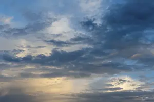 Uninhabited European Landscapes Prints: Cloud formation in front of sunset, Germany