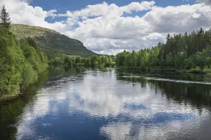 Eastern Norway Landscapes Prints: Cloud reflection in the River Glomma (Glama)
