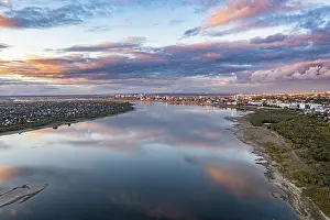 Deserted Russian Town Prints: Cloud reflections on the Tom river
