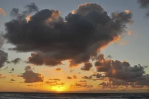 Gloomy Evening Atmosphere Prints: Clouded sky above the Atlantic Ocean