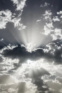 Central European Skies Prints: Clouds (Cumulus) and sun rays, Germany