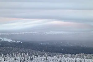 Mountainous European Landscapes Prints: Clouds over forested mountain ranges