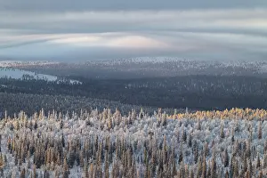 Finland Nature Photography Prints: Clouds over forested mountain ranges