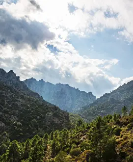France Rural Landscapes Prints: Clouds over forested mountains