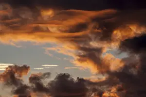 Orange Cloudy Sky Prints: Clouds, orange cloudy sky after sunset