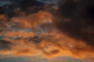 Orange Cloudy Sky Prints: Clouds, orange cloudy sky after sunset