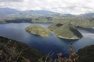 South American Landscape Photography Prints: Clouds and shadows reflected on the surface of Lake Cuicocha