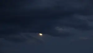 Dark Evening Sky Prints: Cloudscape with full moon at dusk