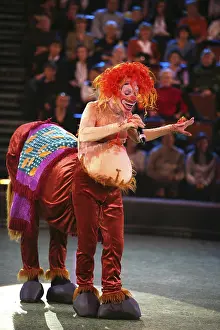 Clown Costume Design Prints: The clown in an image of the centaur on a circus ring