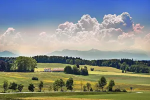 Cloudy Atmosphere Prints: Cluster clouds (Cumulus) over Alpine range