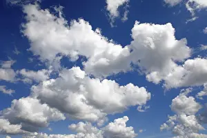 Spring Cloud Formation Prints: Cluster clouds, spring clouds, cumulus clouds in the blue sky