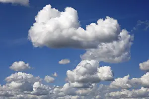 Spring Cloud Formation Prints: Cluster clouds, spring clouds, cumulus clouds in the blue sky