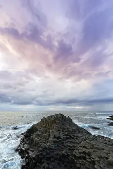 Northern Ireland Coast Prints: Coast with basalt columns in the evening