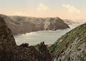 Uninhabited European Shoreline Prints: Coast from the devils hole, Jersey