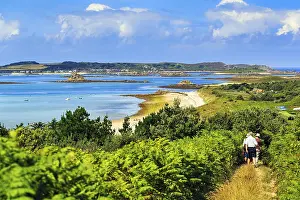 Overcast Sky Landscape Prints: Coastline with footpath, Spring Clouds