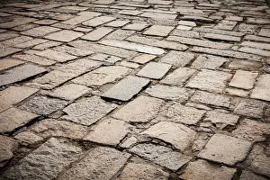 Full Frame Cobblestones Prints: Cobblestone pavement background