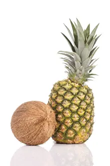 Studio Shot Of Fruit Prints: Coconut and pineapple