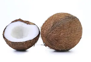 Bright Studio Shot Prints: Coconut and slice on a white background