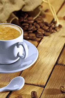 Coffee Composition Prints: Coffee composition on wooden table