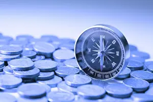 Compass Navigation Prints: Coins and compass