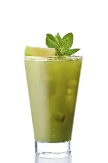 Cold Refreshing Drinks Prints: Cold refreshing lemonade with matcha tea