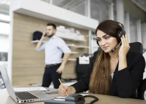 Office Work Environment Prints: Colleagues working together office