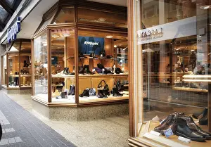 European Old Town Charm Prints: Cologne, Germany, September 29 2024: beautiful old-fashioned Kaempgen shoe store on Hohe Strasse in Cologne city center