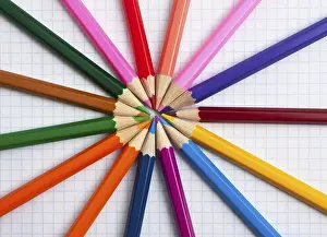 Colored Pencils At School Prints: Colored pencils at school notebook