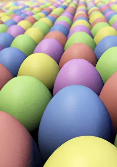 Colorful Easter Eggs Prints: Many colorful Easter eggs in portrait format