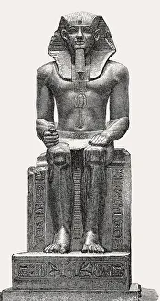 Colossal Pharaoh Statue Print, Ancient Egypt