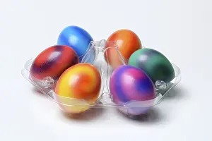 Christian Tradition Prints: Coloured eggs in plastic packaging