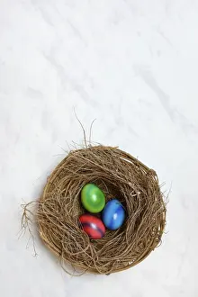 Easter Egg Symbolism Prints: Colourful Easter eggs in Easter nest