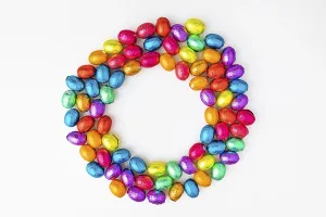 Colourful Chocolate Eggs Prints: Colourful Easter sweets in a circle