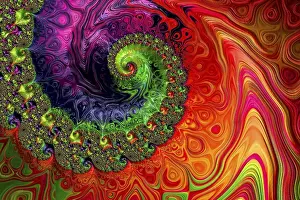 Colorful Abstract Design Prints: Colourful spiral background - abstract computer-generated image