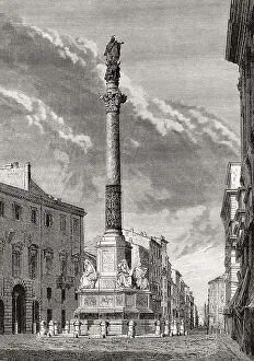 Italian Historical Illustration Prints: The Column of the Immaculate Conception